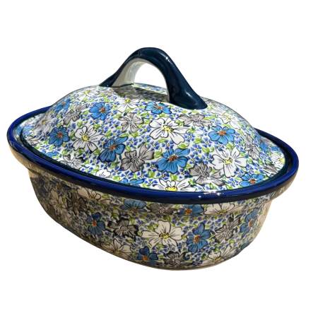 Vas oval cu capac pentru cuptor Floral Beauty , ceramica smaltuita, pictat manual, 25,5 x 31,8 cm, volum  2,2 L [7]