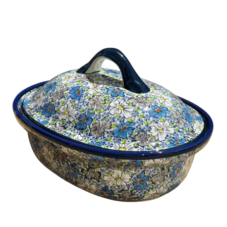 Vas oval cu capac pentru cuptor Floral Beauty , ceramica smaltuita, pictat manual, 25,5 x 31,8 cm, volum  2,2 L [1]