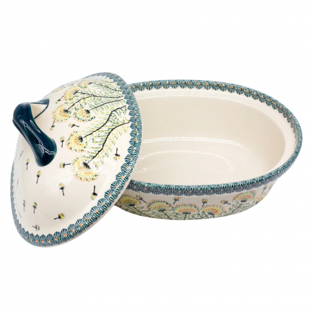 Vas oval cu capac pentru cuptor Floral Field, ceramica smaltuita, pictat manual, 25,5 x 31,8, volum  2,2 L [5]