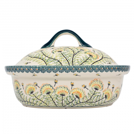 Vas oval cu capac pentru cuptor Floral Field, ceramica smaltuita, pictat manual, 25,5 x 31,8, volum  2,2 L [2]