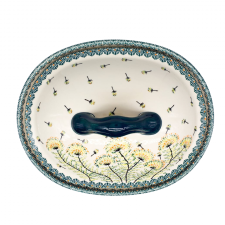 Vas oval cu capac pentru cuptor Floral Field, ceramica smaltuita, pictat manual, 25,5 x 31,8, volum  2,2 L [3]