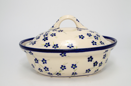 Vas oval cu capac pentru cuptor Happiness, ceramica smaltuita, pictat manual, 21,5 x 26,0 cm, volum  1,2 L [1]