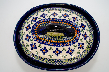 Vas oval cu capac pentru cuptor Joy, ceramica smaltuita, pictat manual, 22,0 x 26,0 cm, volum  1,2 L [4]