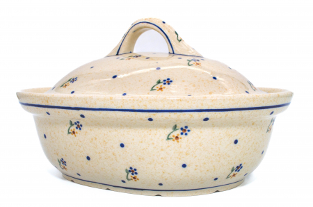 Vas oval cu capac pentru cuptor Little Flowers, ceramica smaltuita, pictat manual, 21,5 x 26,0 cm, volum  1,2 L [4]