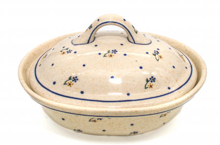 Vas oval cu capac pentru cuptor Little Flowers, ceramica smaltuita, pictat manual, 21,5 x 26,0 cm, volum  1,2 L [5]