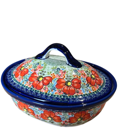 Vas oval cu capac pentru cuptor Mother’s Garden, ceramica smaltuita, pictat manual, 21,5 x 26,0 cm, volum  1,2 L [3]