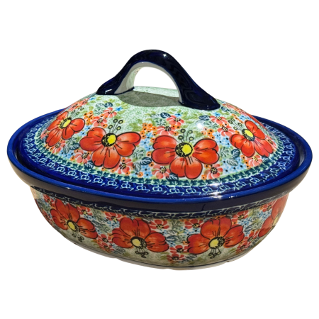 Vas oval cu capac pentru cuptor Mother’s Garden, ceramica smaltuita, pictat manual, 21,5 x 26,0 cm, volum  1,2 L [5]