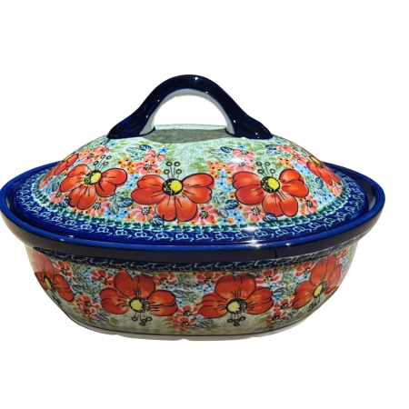Vas oval cu capac pentru cuptor Mother’s Garden, ceramica smaltuita, pictat manual, 21,5 x 26,0 cm, volum  1,2 L [4]