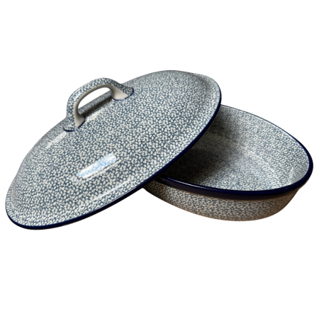 Vas oval cuptor cu capac, Blue Sea, ceramica smaltuita, pictata manual [2]