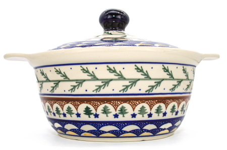 Vas rotund cu capac pentru cuptor Festive Season, ceramica smaltuita, pictat manual, 30,4cm, volum 2,1 L [4]