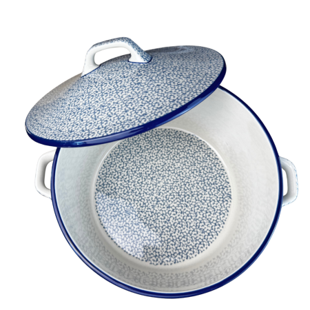 Vas rotund cuptor cu capac si manere, Blue Sea, ceramica smaltuita, pictata manual, volum 1,75 l [2]