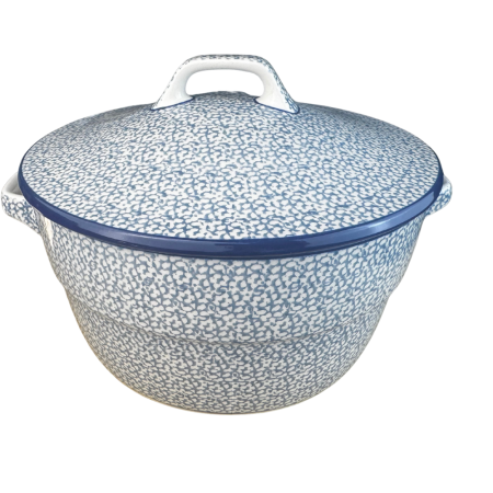 Vas rotund cuptor cu capac si manere, Blue Sea, ceramica smaltuita, pictata manual, volum 1,75 l [1]