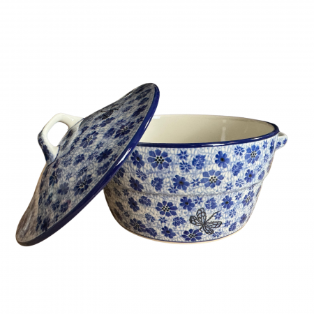 Vas rotund cuptor cu capac si manere, Butterfly Dance, ceramica smaltuita, pictata manual, volum 1,75 l [7]