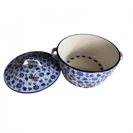 Vas rotund cuptor cu capac si manere, Butterfly Dance, ceramica smaltuita, pictata manual, volum 1,75 l [4]