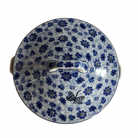 Vas rotund cuptor cu capac si manere, Butterfly Dance, ceramica smaltuita, pictata manual, volum 1,75 l [3]