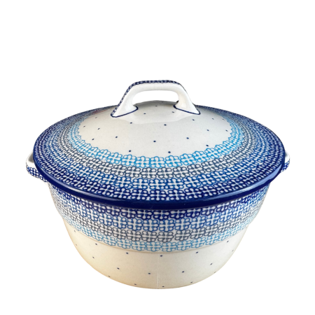 Vas rotund cuptor cu capac si manere, Morning Glory, ceramica smaltuita, pictata manual, volum 1,75 l [1]