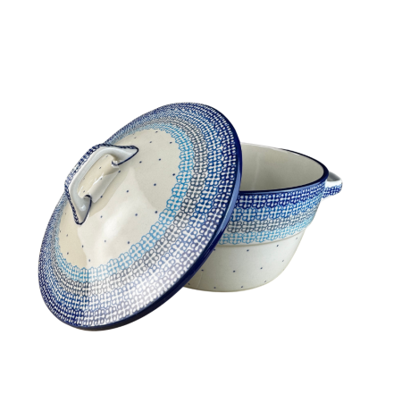 Vas rotund cuptor cu capac si manere, Morning Glory, ceramica smaltuita, pictata manual, volum 1,75 l [4]