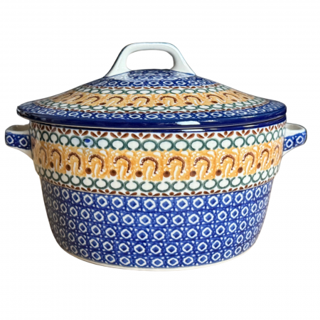 Vas rotund cuptor cu capac si manere, Morning Sunrise, ceramica smaltuita, pictata manual, volum 1,75 l [6]