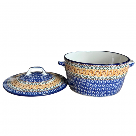 Vas rotund cuptor cu capac si manere, Morning Sunrise, ceramica smaltuita, pictata manual, volum 1,75 l [7]