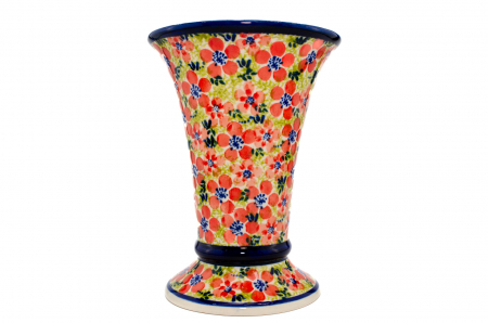 Vaza ceramica, decorativa, Fire Poppies, smaltuita, impermeabila, pictata manual, inaltime 19,5 cm [4]