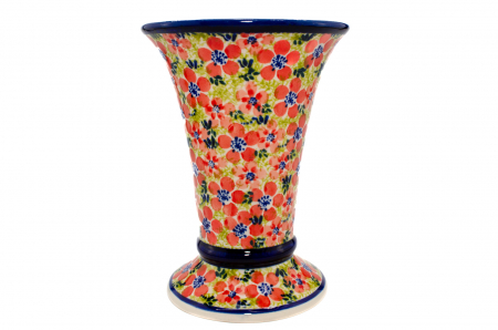 Vaza ceramica, decorativa, Fire Poppies, smaltuita, impermeabila, pictata manual, inaltime 19,5 cm [3]
