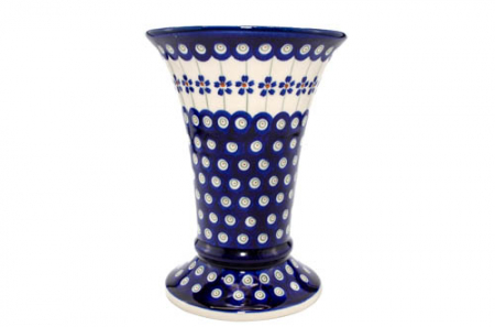 Vaze - Vaza ceramica, decorativa, Floral Peacock, smaltuita, impermeabila, pictata manual, inaltime 19,5 cm