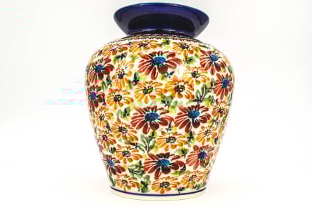 Vaza ceramica, decorativa, Flower Jungle, smaltuita, impermeabila, pictata manual, inaltime 19,7 cm [2]