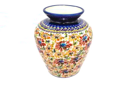 Vaza ceramica, decorativa, Flower Jungle, smaltuita, impermeabila, pictata manual, inaltime 19,7 cm [1]