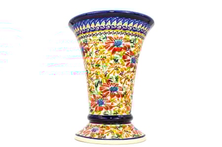 Vaza ceramica, decorativa, Flower Jungle, smaltuita, impermeabila, pictata manual, inaltime 19,5 cm [2]