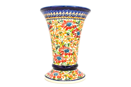 Vaza ceramica, decorativa, Flower Jungle, smaltuita, impermeabila, pictata manual, inaltime 19,5 cm [0]