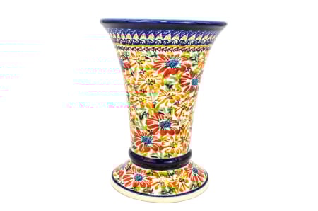 Vaza ceramica, decorativa, Flower Jungle, smaltuita, impermeabila, pictata manual, inaltime 19,5 cm [1]