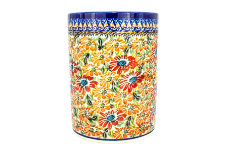 Vaza ceramica, Flower Jungle, smaltuita, impermeabila, pictata manual, 18,0 cm [0]