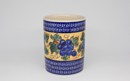 Vaza ceramica, Grapes, smaltuita, impermeabila, pictata manual, 18,0 cm [0]