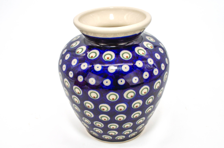 Vaza decorativa Blue Peacock Eyes, ceramica smaltuita, impermeabila, pictata manual, 17,0 cm [1]