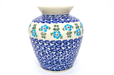 Vaza decorativa Forget-me-nots, ceramica smaltuita, impermeabila, pictata manual, 17,0 cm [4]