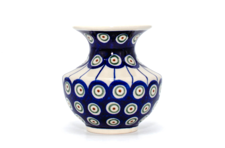 Vaza decorativa Peacock Eyes, ceramica smaltuita, impermeabila, pictata manual, 11,1 cm [0]