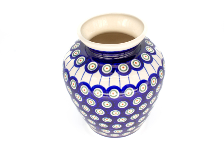 Vaza decorativa Peacock Eyes, ceramica smaltuita, impermeabila, pictata manual, 17,0 cm [2]