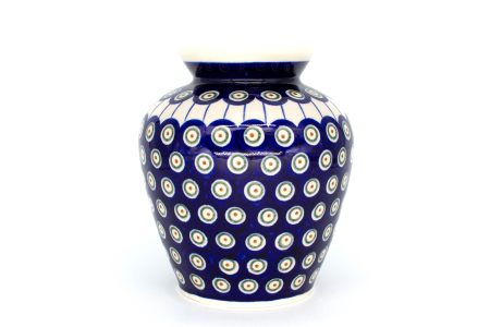 Vaza decorativa Peacock Eyes, ceramica smaltuita, impermeabila, pictata manual, 17,0 cm [0]