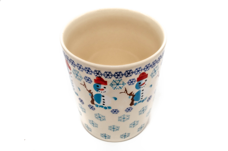 Vaza decorativa Snowman Dance, ceramica smaltuita, impermeabila, pictata manual, 18,0 cm [2]