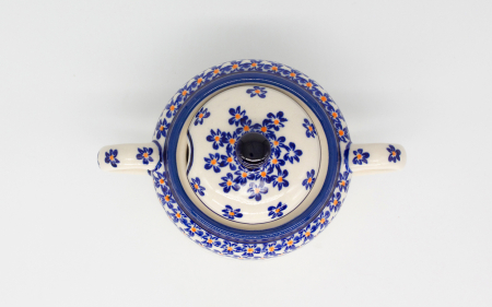 Zaharnita Blue Field, ceramica smaltuita, pictat manual, 350 ml [4]