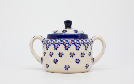 Zaharnita Blue Field, ceramica smaltuita, pictat manual, 350 ml [0]