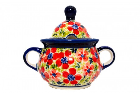 Recipient zahar - Zaharnita ceramica Fire Poppies ceramica smaltuita, pictata manual, 350 ml
