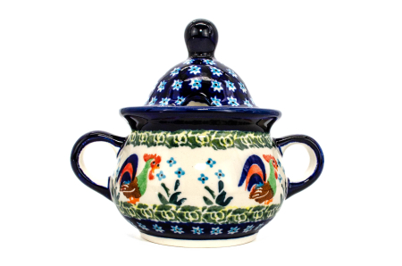 Zaharnita ceramica Vintage Rooster, ceramica smaltuita, pictata manual, 350 ml [0]