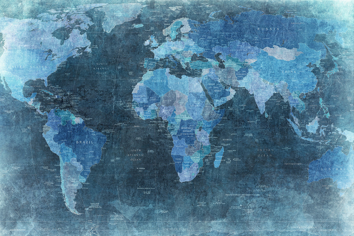 Tapet WORLD MAP, BLUE [2]