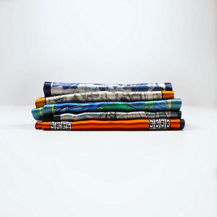 Eșarfă șal cu două fețe 15 cm / 145 cm, din mătase naturală Mulberry Charmeuse, Freedom on Fields [3]