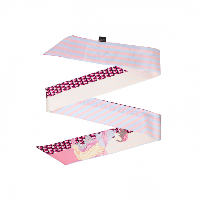 Eșarfă twilly Zefir Alb® 6 cm / 125 cm, din mătase naturală Mulberry Twill, Asian Pink [1]