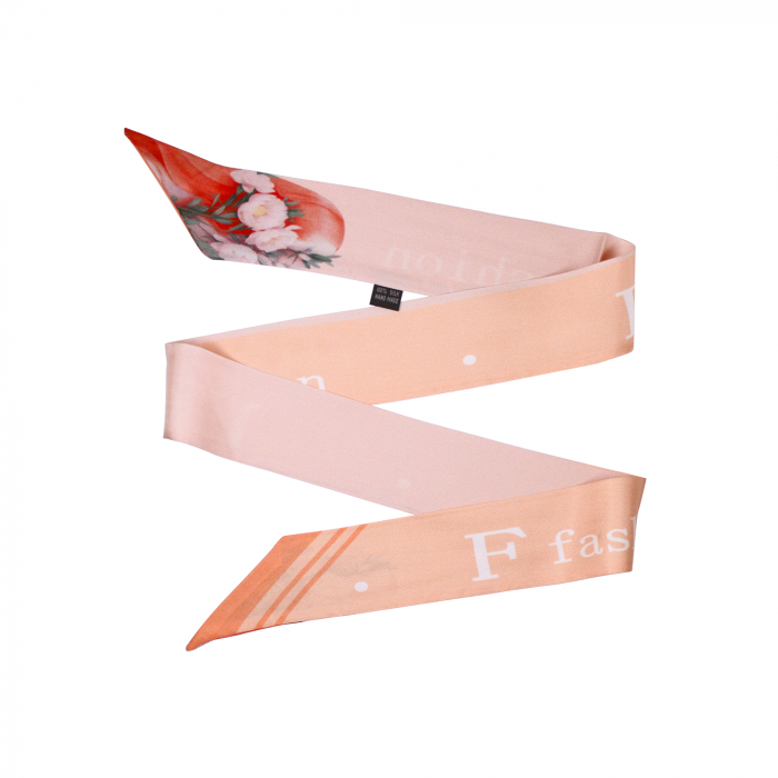 Eșarfă twilly Zefir Alb® 6 cm / 125 cm, din mătase naturală Mulberry Twill, Asian Fashion [1]