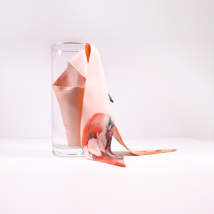 Eșarfă twilly Zefir Alb® 6 cm / 125 cm, din mătase naturală Mulberry Twill, Asian Fashion [2]