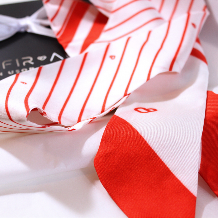 Eșarfă twilly Zefir Alb® 6 cm / 125 cm, din mătase naturală Mulberry, ediție specială de Martie [3]