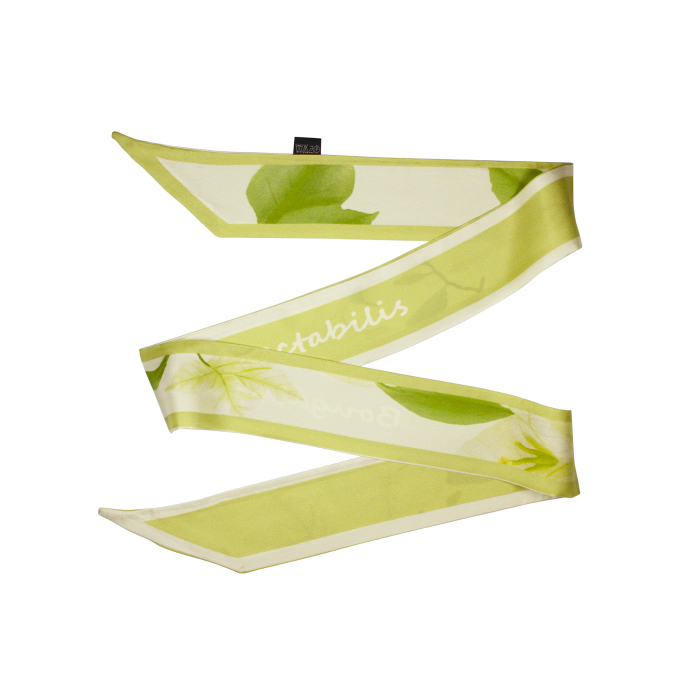 Eșarfă twilly Zefir Alb® 6 cm / 125 cm, din mătase naturală Mulberry, Asian Green [1]